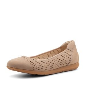 Ara Sara Perf Nubuck Leather Suede Sand Ballet Flats Rubber sole mature 7.5-8